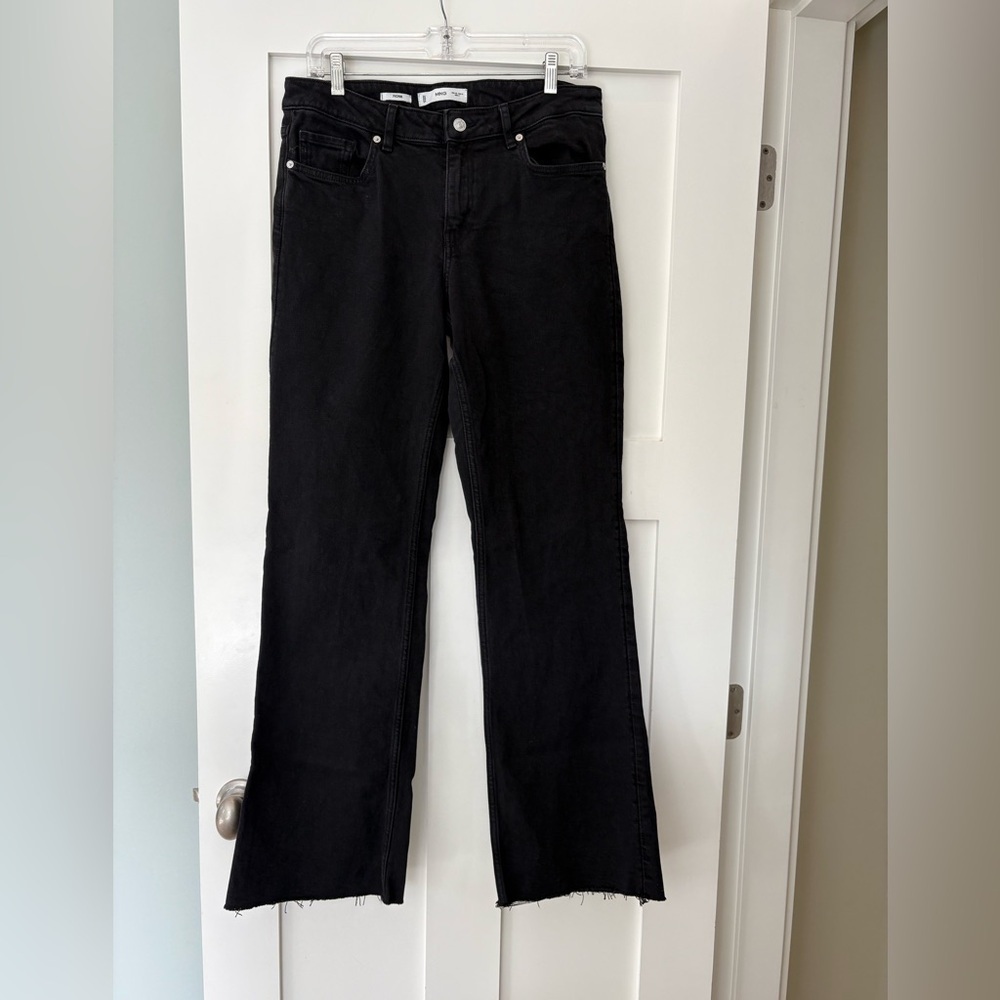 Mango Fiona Flared Mid Rise Jeans Black Sz 8 - Picture 3 of 8